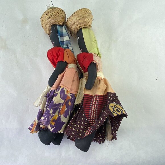 Vintage Folk Art Bahama Nassau Souvenir Fabric Rag Dolls Lot of 2 - Picture 2 of 9